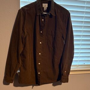 H&M Men's Corduroy Brown Casual Button Down Shirt